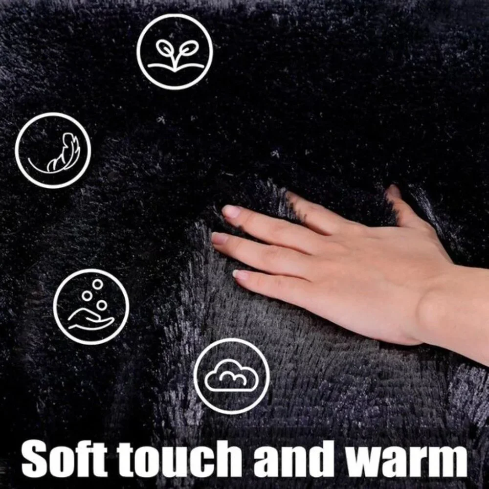 New 8x10 Black Shaggy Area Rug, Soft Washable Plush Carpet for Home & Room Decor